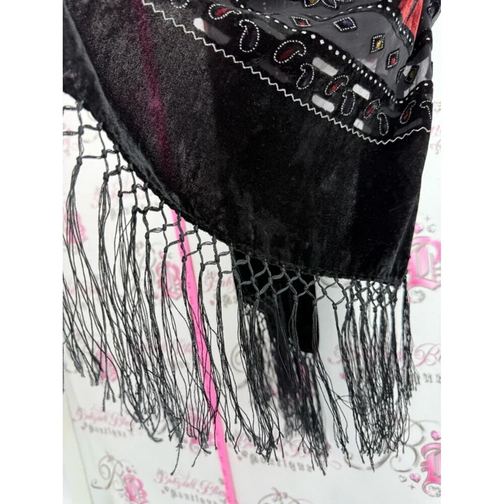 Scarf wrap Black and Burgundy Embellished Women's Scarf - Brand Unbranded